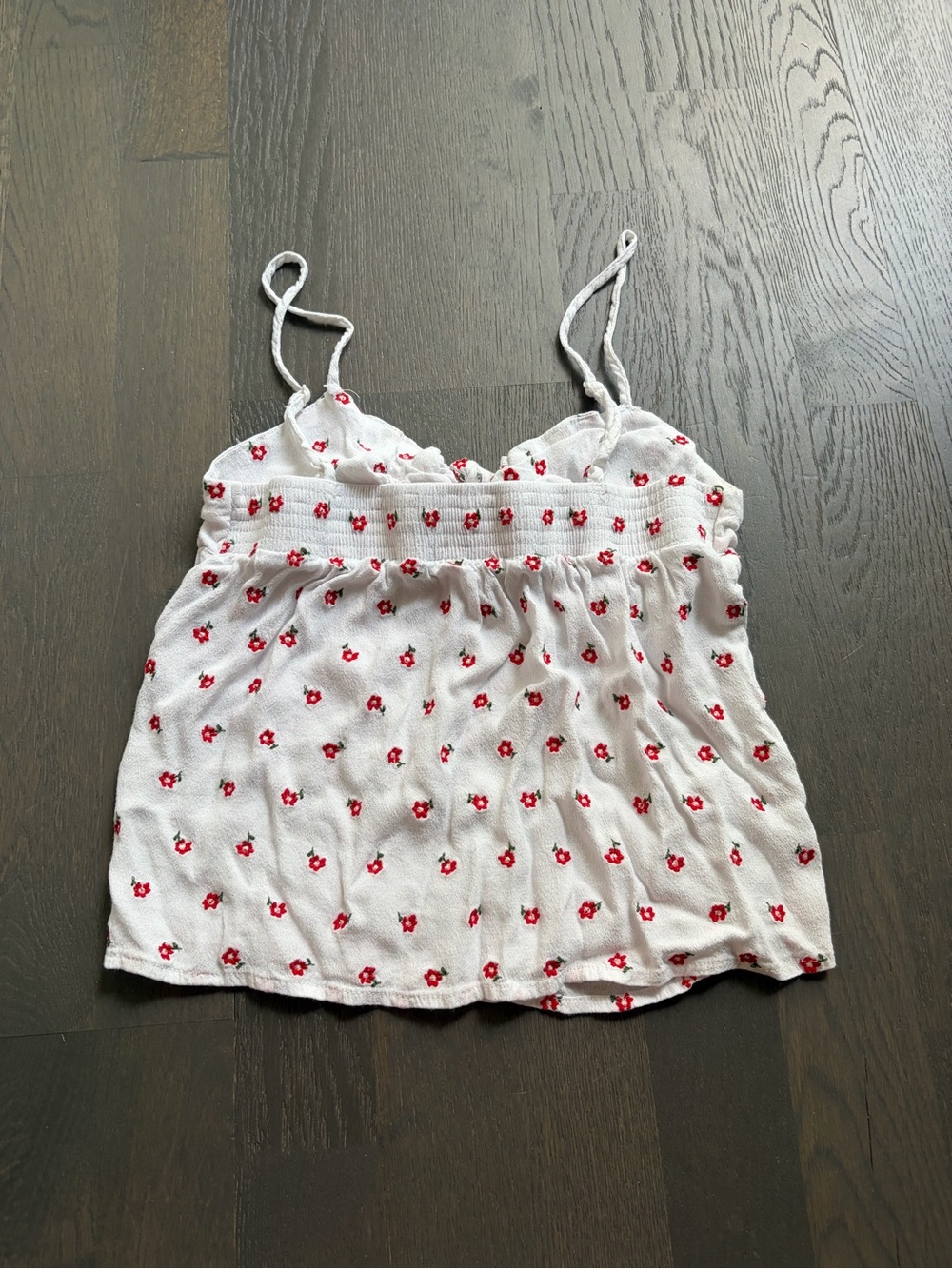 Brandy Melville John Galt white and red floral front tie tank top - Picture 2 of 6